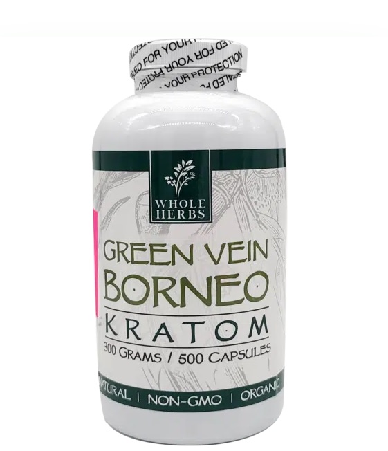 Whole Herbs Green Vein Borneo Kratom 500 ct Capsules