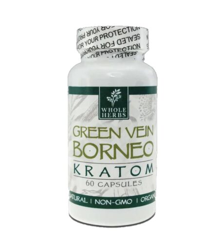 Whole Herbs Green Vein Borneo Kratom Capsules 36g 60ct Bottle