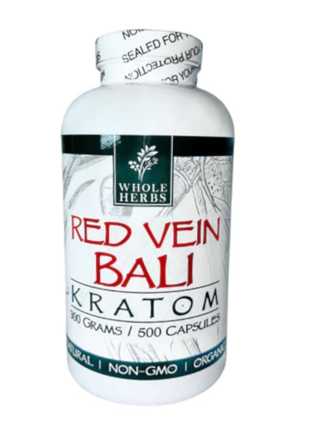 Whole Herbs Kratom Capsules Red Vein Bali 250g 500ct Bottle