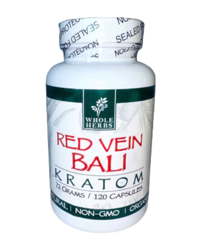 Whole Herbs Kratom Capsules Red Vein Bali 72g 120ct Bottle