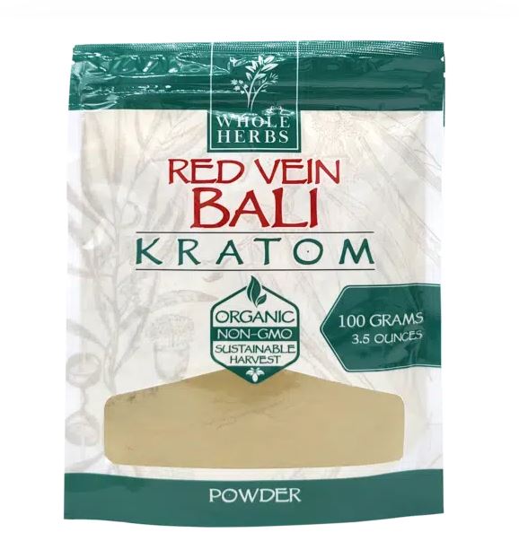 Whole Herbs Kratom Red Vein Bali Powder 3.5oz Bag